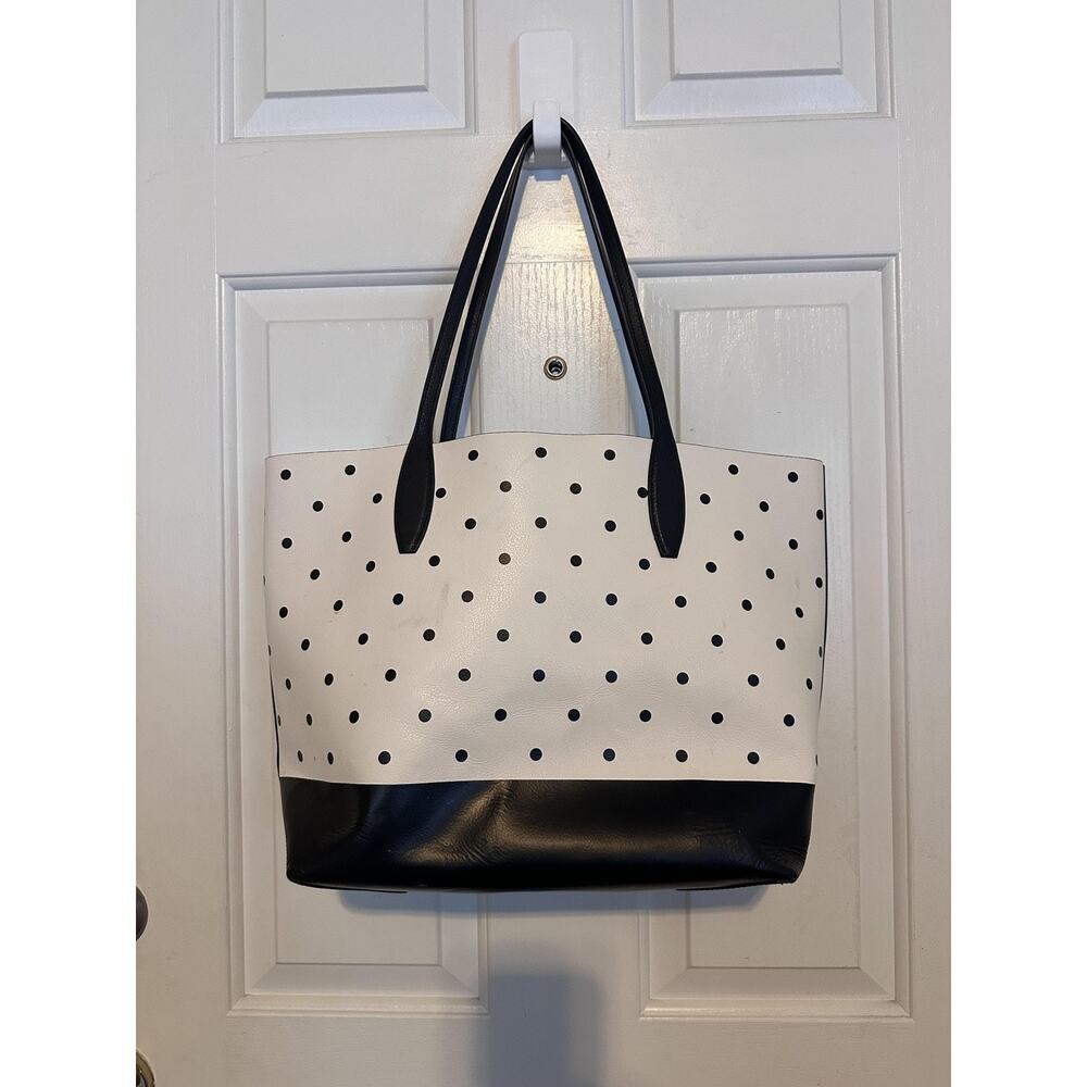 Kate Spade Tote Bag Womens Large White Leather Minnie Mouse Disney Polka Dot - Picture 5 of 13